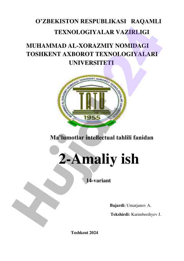 Intellektual tahlil k-nn algoritmi amaliy ish