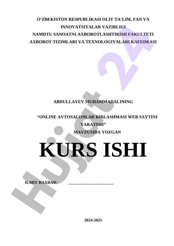 Online Avtosalonlar Birlashtirishi Web Saytini Yaratish