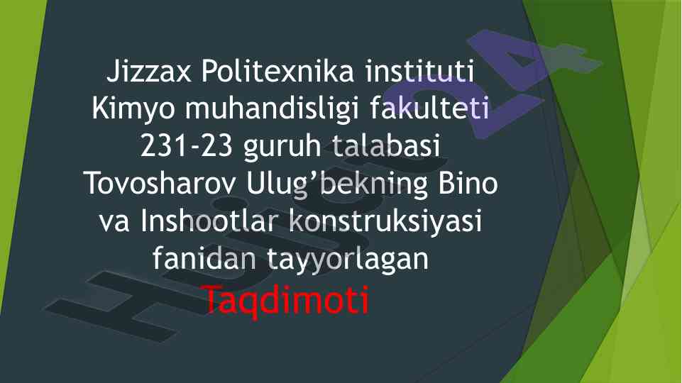 Metall konstruksiyalarni loyihalash taqdimoti