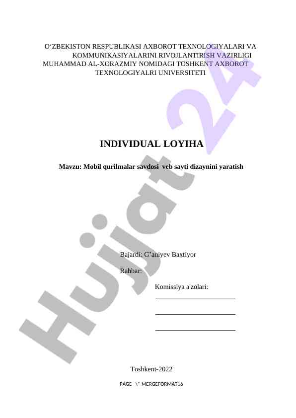 Mobil qurilmalar savdosi veb sayti dizaynini yaratish