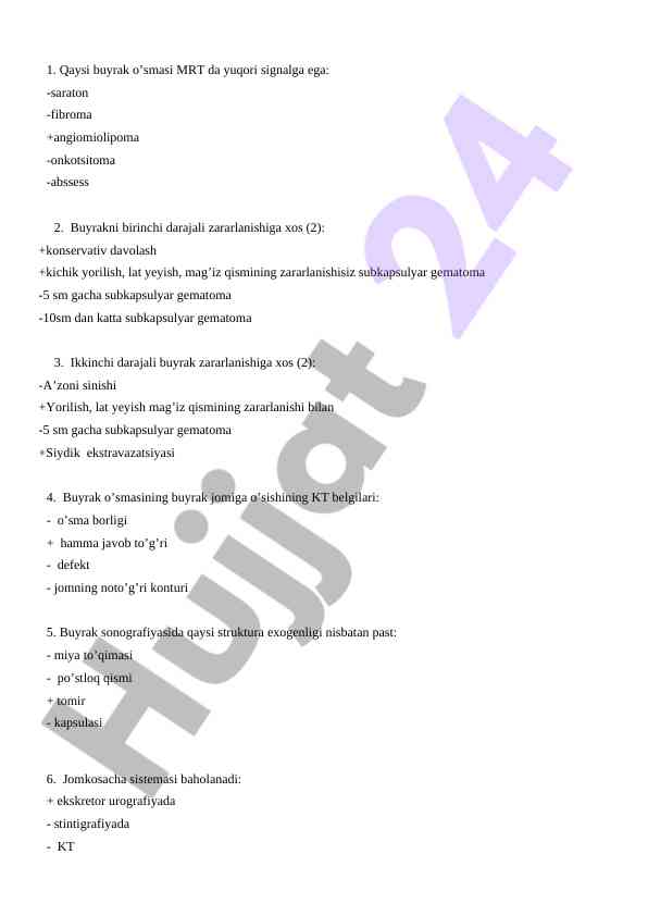 Buynak o'smalari va diagnostika usullari