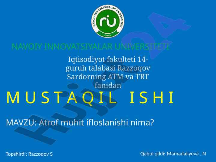 Atrof muhit ifloslanishi nima?