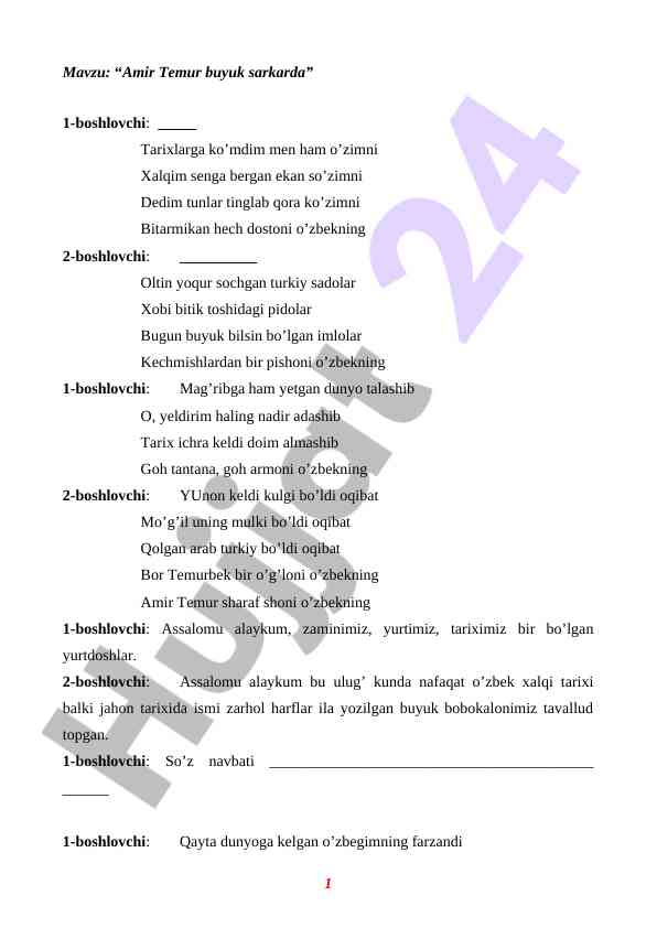 Amir temur buyuk sarkarda tarixi