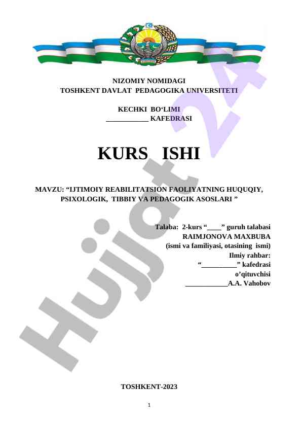 Ijtimoiy reabilitatsion faoliyatning asoslari