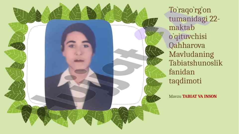 Tabiat va inson ta`limi taqdimoti