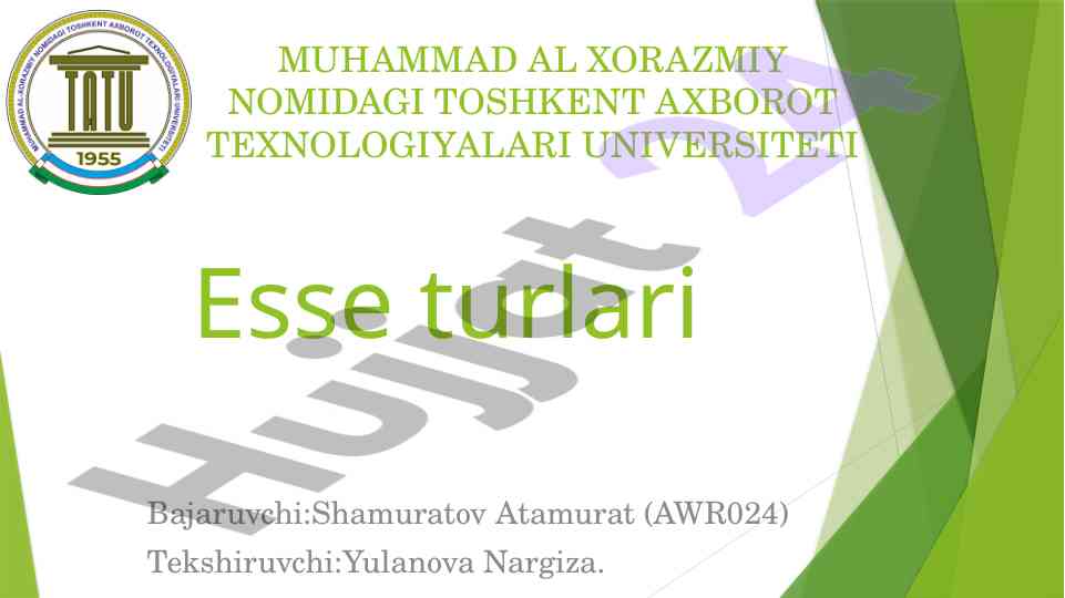 Esse turlari haqida ma'lumotlar
