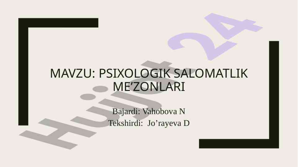 Psixologik salomatlik me'zonlari tahlili