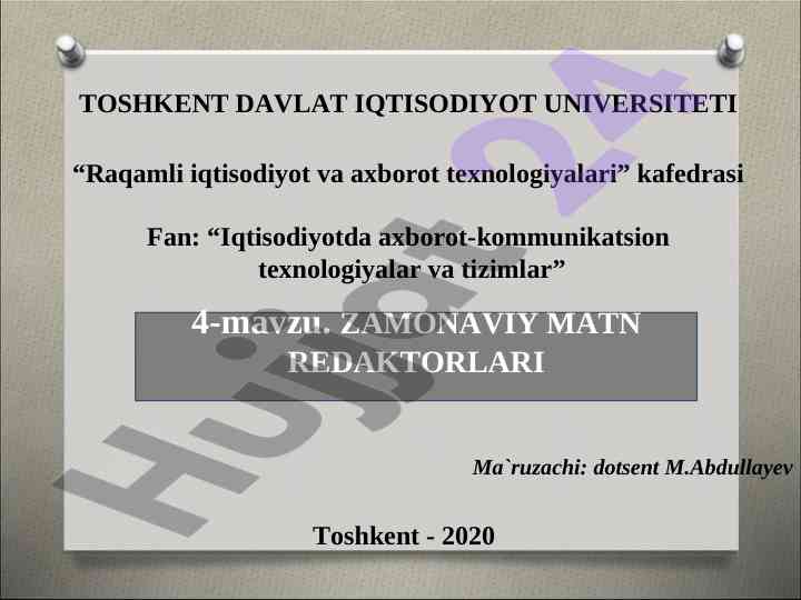 Zamonaviy matn redaktorlari asosiy tushunchalari