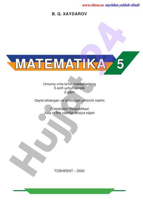 Matematika 5 sinf darslik qayta ishlangan nashri