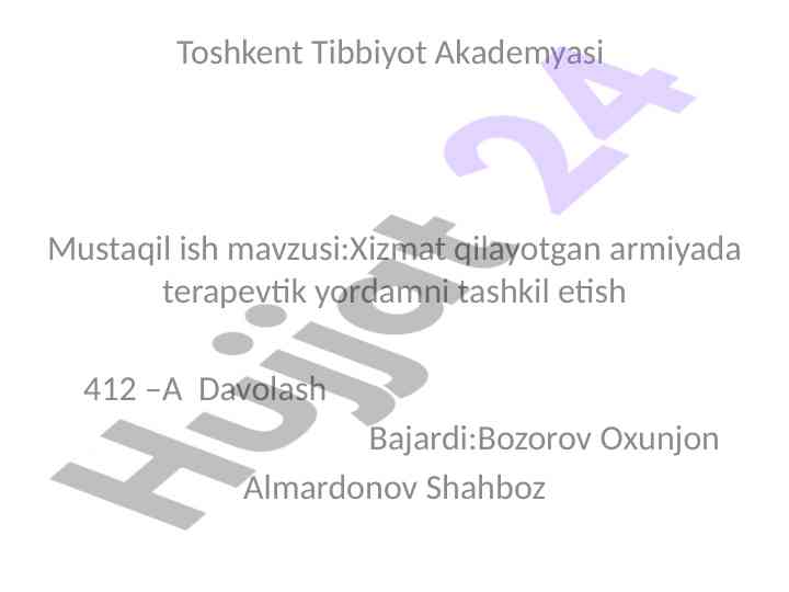 Harbiy terapiya xizmatlarini tashkil etish