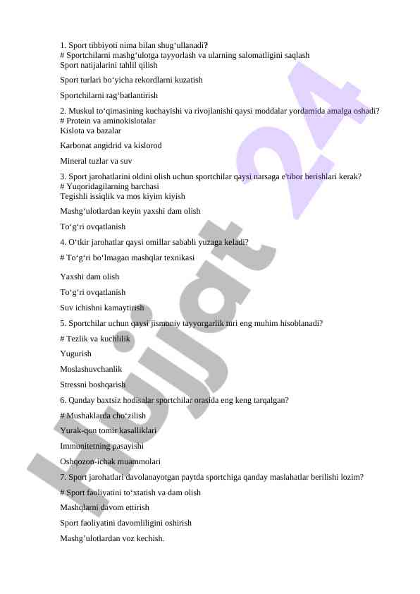 Sport tibbiyoti va sportchilarni tayyorlash