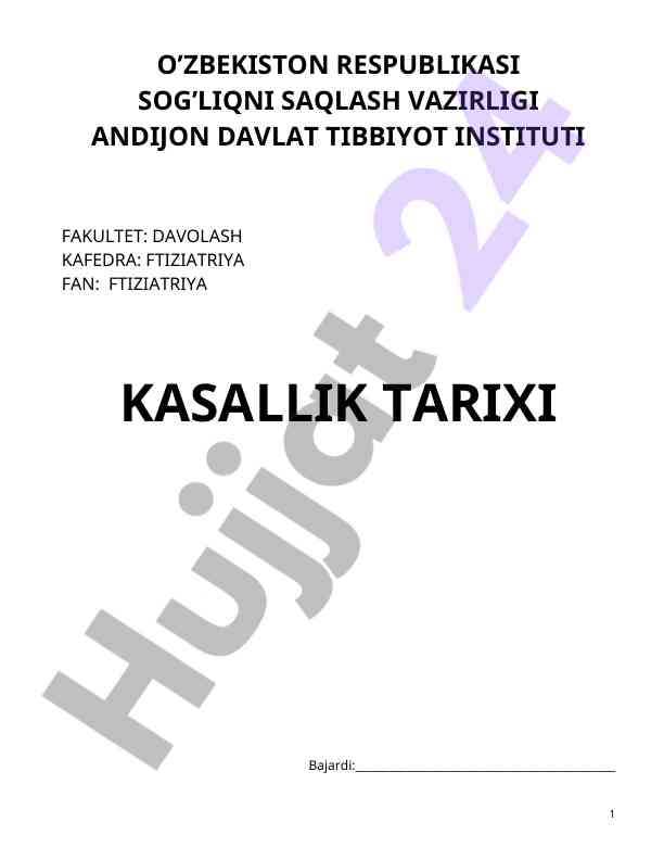 Ftiziatriya Kasallik Tarixi