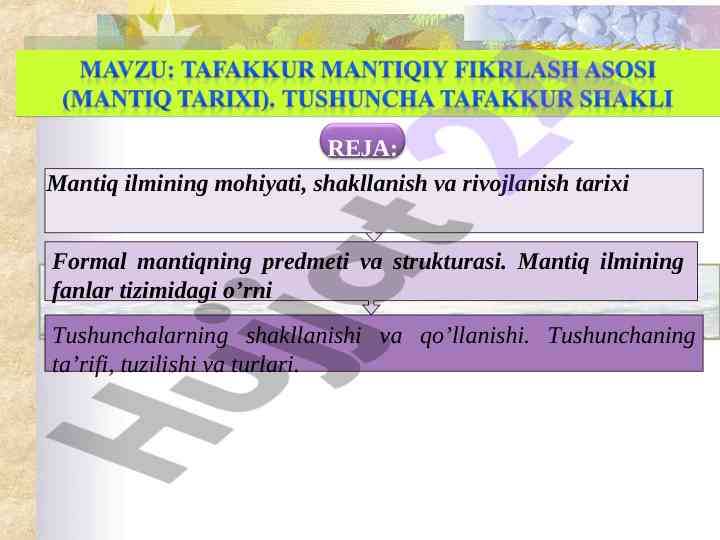 Mantiq ilmining mohiyati va rivojlanish tarixi