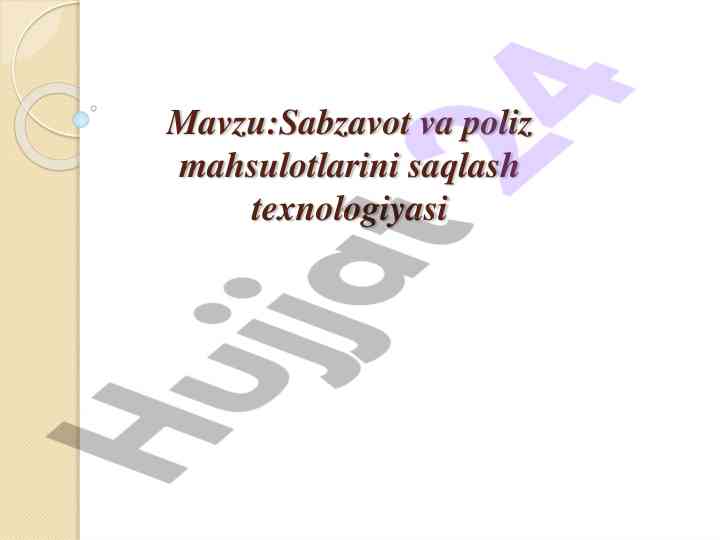 Karam Saqlash Texnologiyasi