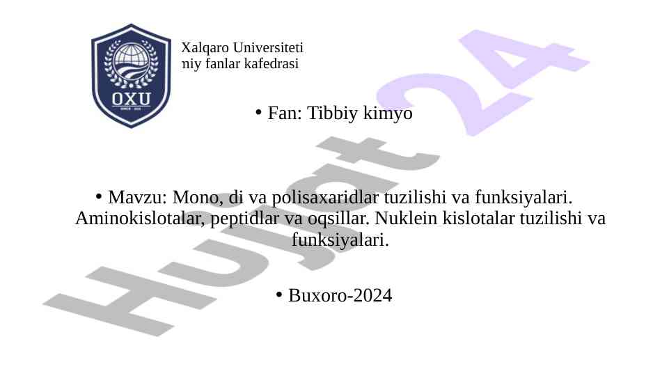 Mono, di va polisaxaridlar tuzilishi va funksiyalari