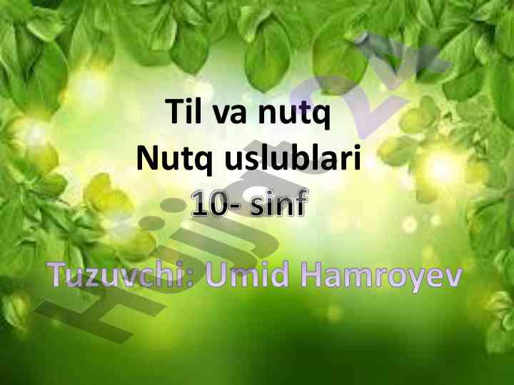 Nutq va tilning asosiy aspektlari 10-sinf uchun