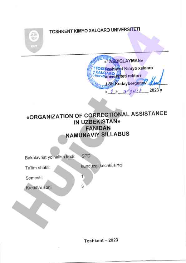 Corrective assistance in uzbekistan syllabus 2023