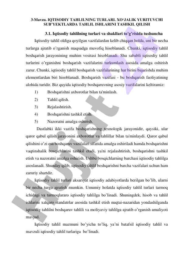 Iqtisodiy tahlilning turlari va shakllari