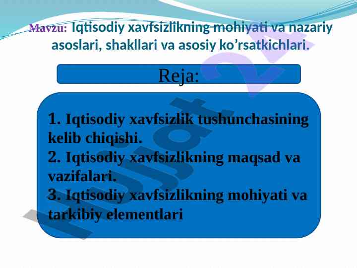 Iqtisodiy xavfsizlikning mohiyati va nazariy asoslari