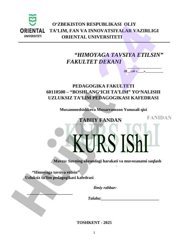 Suvning okeandagi harakati va muvozanatni saqlash