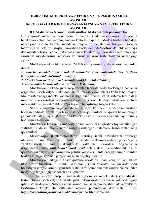 Molekulyar fizika va termodinamika asoslari