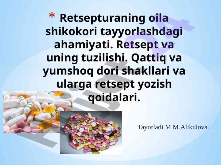 Retseptura va farmakologiya asoslari