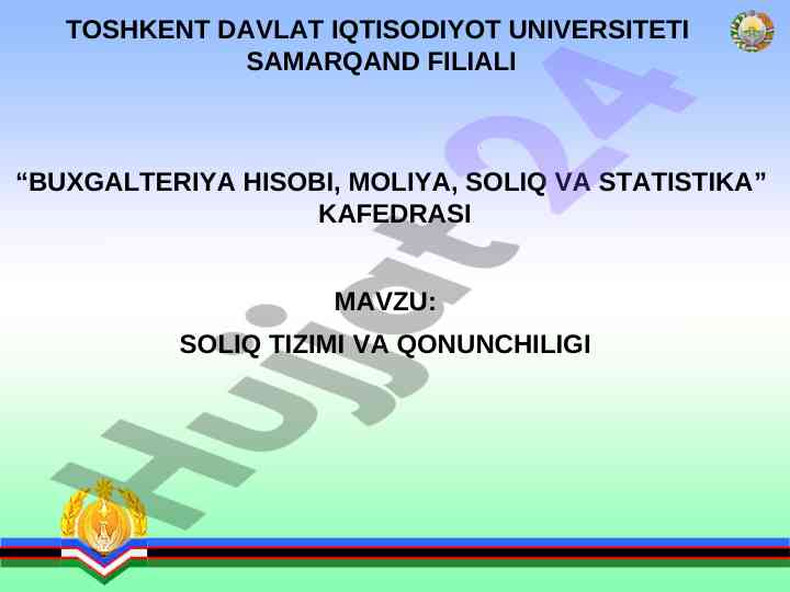 Soliq tizimi va qonunchiligi asoslari