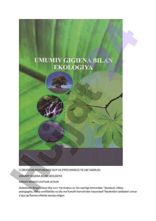 Umumiy gigiena bilan ekologiya o‘quv qo‘llanma