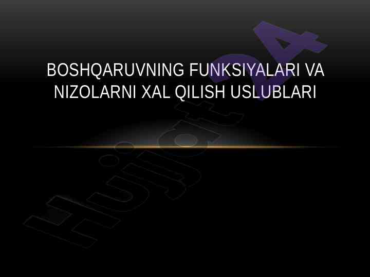 Boshqaruvning funksiyalari va nizolarni hal qilish