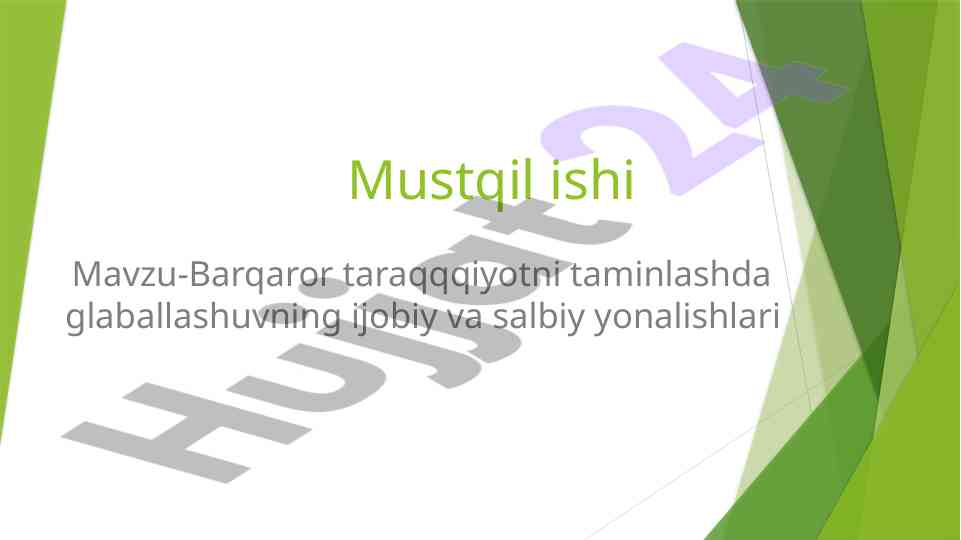 Barqaror taraqqiyot va globalizatsiya tahlili