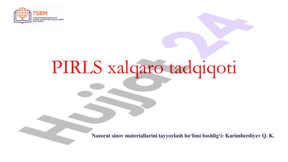 Pirls xalqaro tadqiqoti uchun savol tuzish yo‘riqnoma