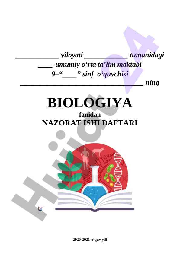 Biologiya fanidan nazorat ishlari 2020-2021