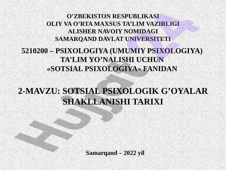 Sotsial psixologiyaning tarixiy rivojlanishi