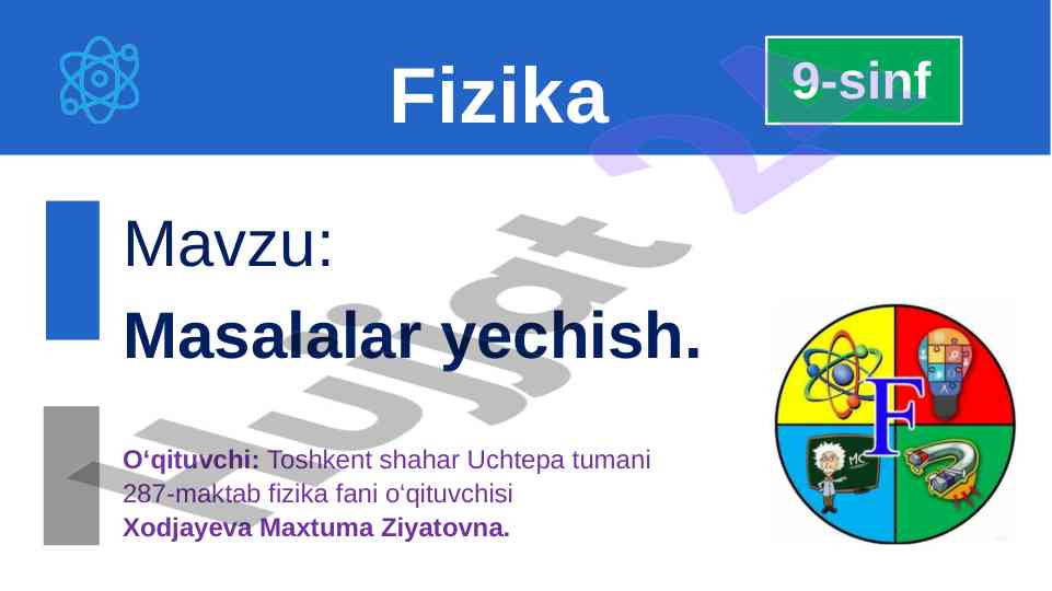 Fizika masalalarini yechish va linzalarning optik kuchlari