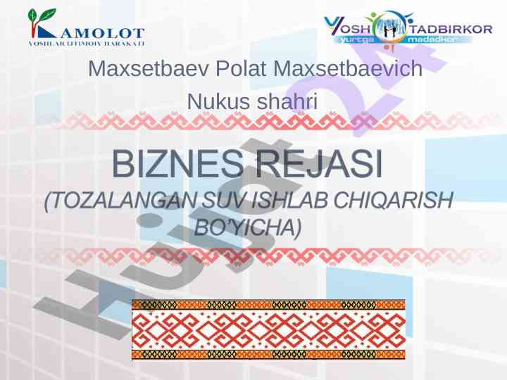 Biznes tasnifi va kredit oluvchi haqida ma'lumotlar