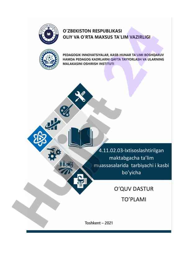 Maktabgacha ta’limda tarbiyachi kasbi o'quv dasturi
