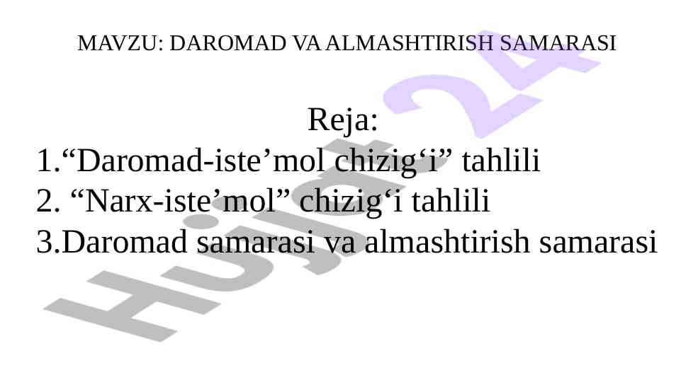 Daromad va almashtirish samarasi tahlili