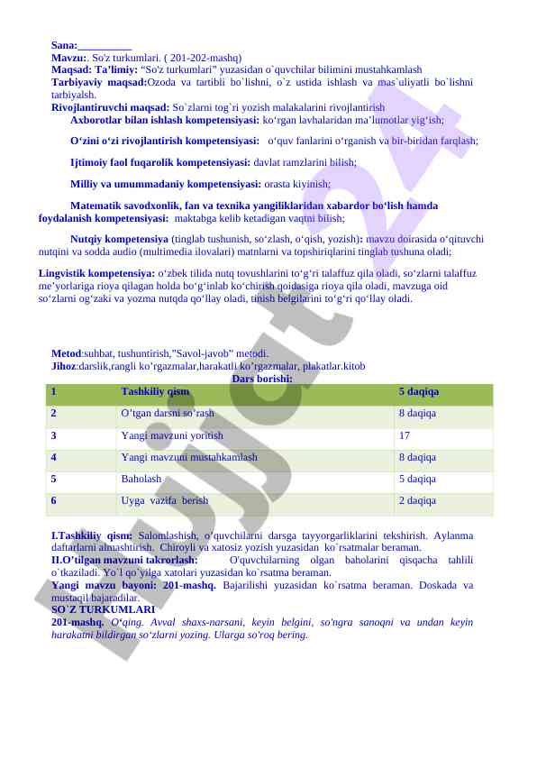 So'z turkumlari mavzusida o'qitish strategiyalari