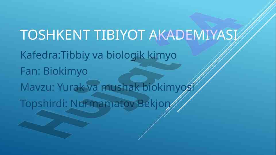 Yurak va mushak biokimyosi asoslari