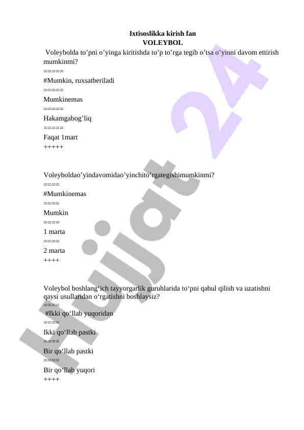 Voleybolda o‘yin qoidalari va texnikalari