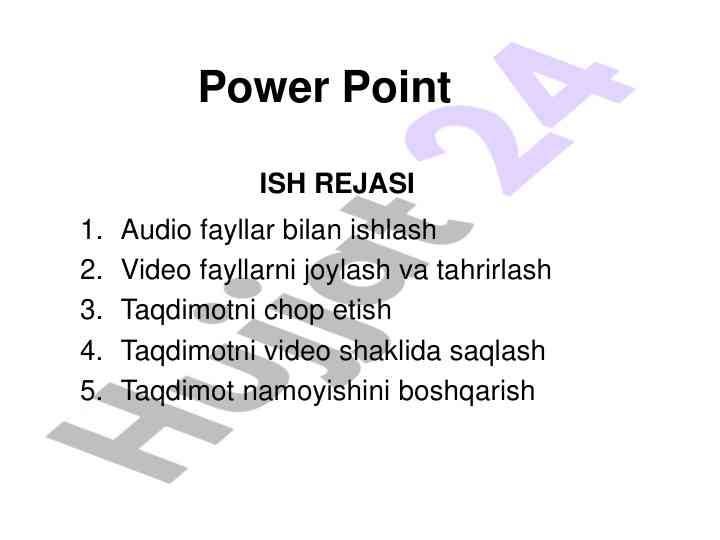 Power point taqdimotlarini ishlash yo'llari