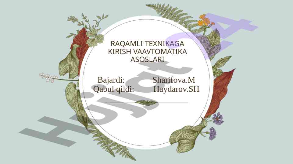 Avtomatik boshqarish tizimlarining umumiy tasnifi