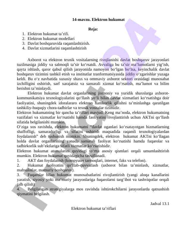 Elektron hukumat taqdimoti va modellari