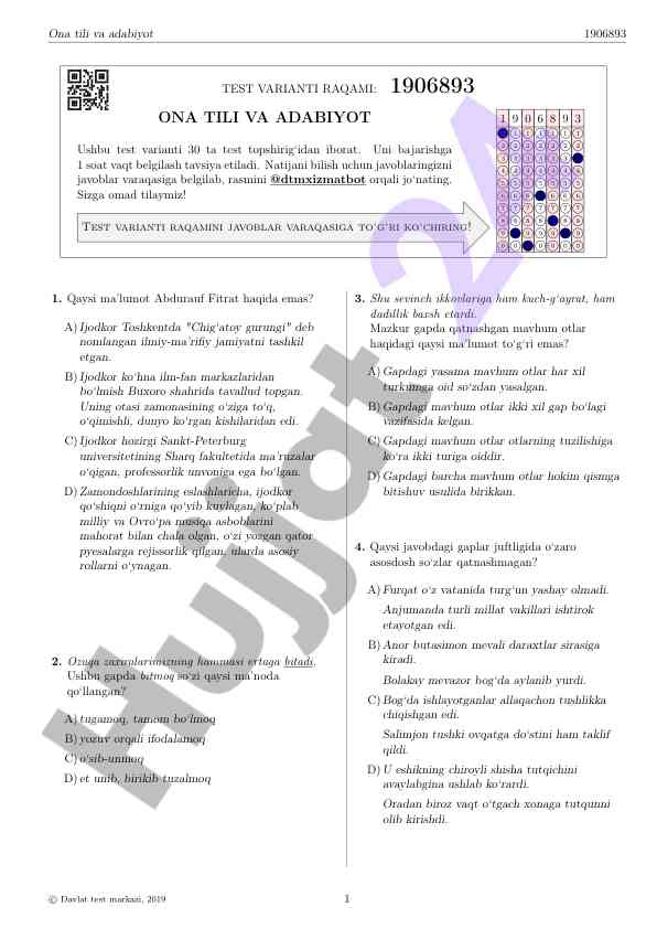 Ona tili va adabiyot test varianti 1906893