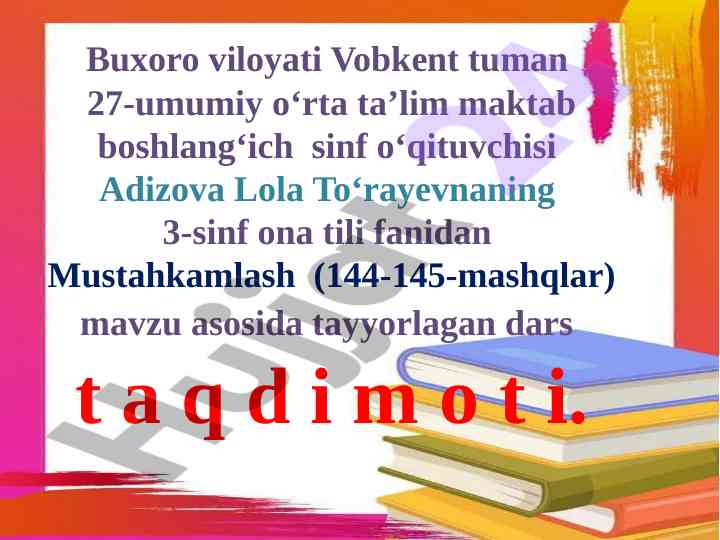 Mustahkamlash dars taqdimoti 3-sinf ona tili