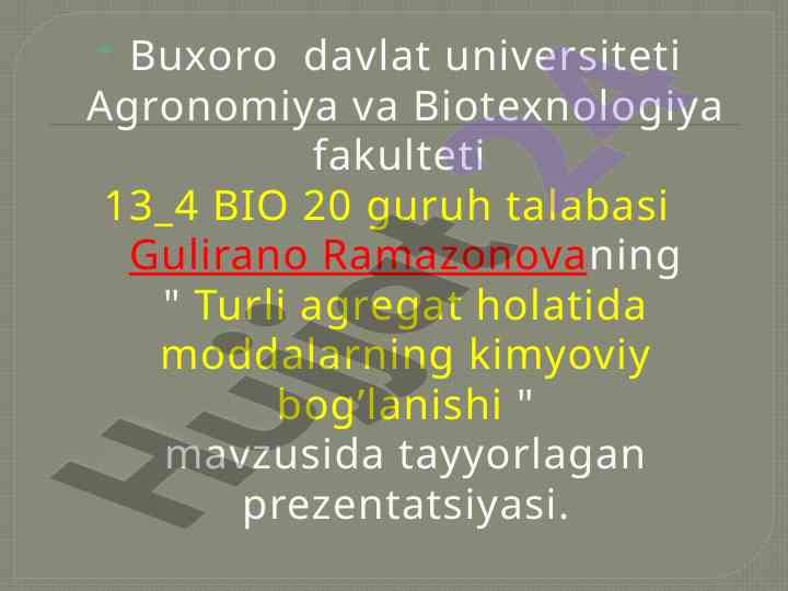 Turli agregat holatida moddalarning kimyoviy bog'lanishi
