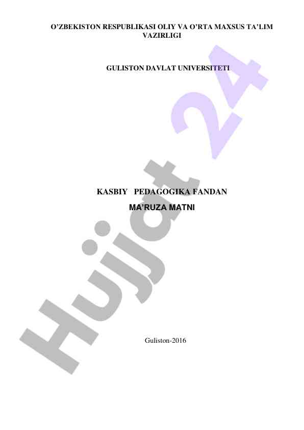 Kasbiy pedagogika fani va ta’lim tizimi