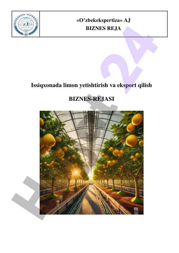 Issiqxonada limon yetishtirish va eksport qilish