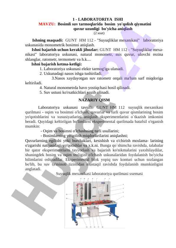Bosim yo'qolishining quvur uzunligi bo'yicha aniqlanishi