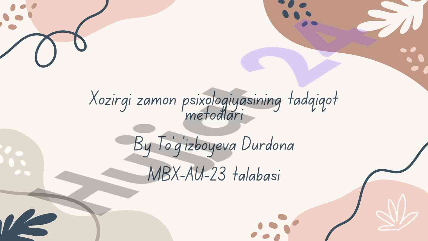 Zamonaviy psixologiyada tadqiqot metodlari